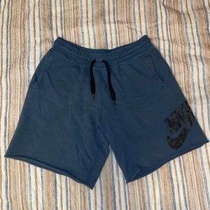 MENS BLUE NIKE LOGO COTTON SHORTS